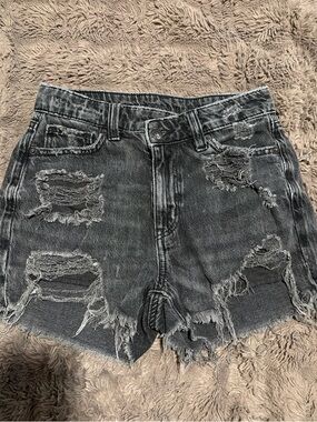 American Eagle Outfitters Distressed Black Jean Shorts